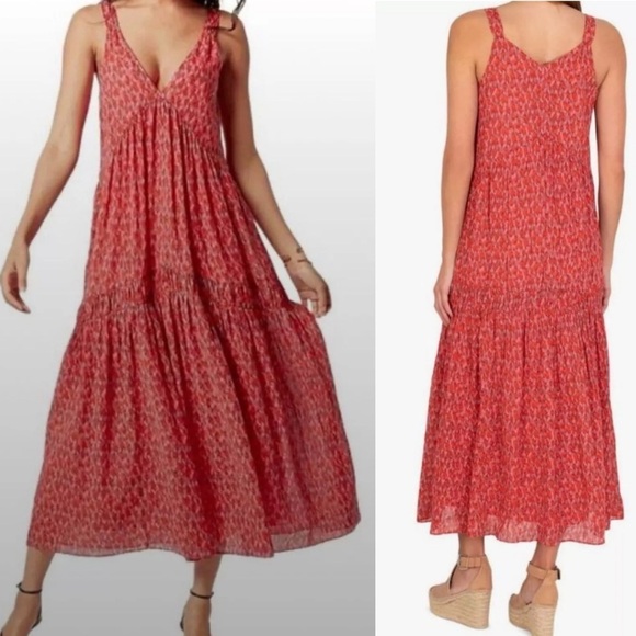 Joie Dresses & Skirts - Joie Tea Rose Tiered Sleeveless V-Neck Maxi Dress 100% Cotton size XL